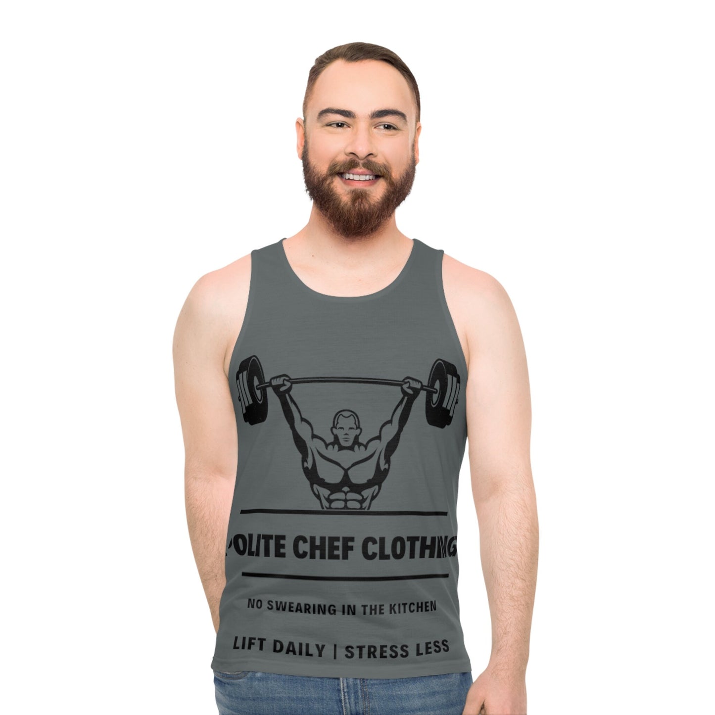 Lift Daily Less Stress Gray Unisex Tank Top (AOP)